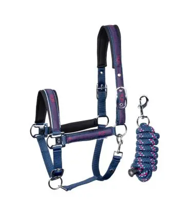 Licol et longe Equestrian Society Bleu Prix Promo