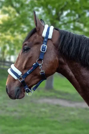 Offre Spéciale HorSeven Halfter mit Kunstfell - navy , Pony