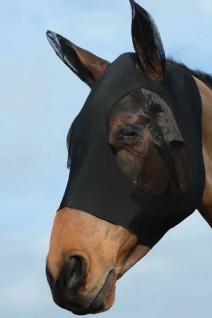 Weatherbeeta Stretch Fliegenmaske mit Ohrenschutz - black/black , Mini / Shetty Bon Marché
