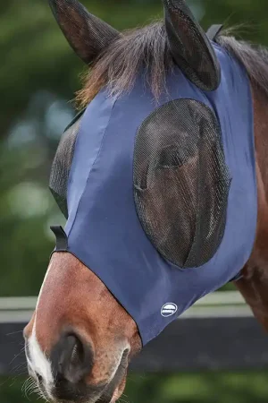 Weatherbeeta Stretch Fliegenmaske mit Ohrenschutz - navy/black , kleines Pony Bon Plan