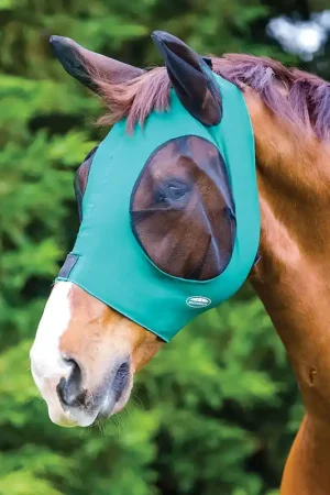 Weatherbeeta Stretch Fliegenmaske mit Ohrenschutz - hunter/black , Warmblut Promotion Saisonnière