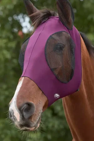 Weatherbeeta Stretch Fliegenmaske mit Ohrenschutz - purple/black , kleines Pony Prix Bas