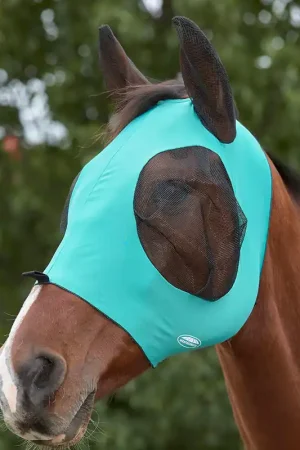 Weatherbeeta Stretch Fliegenmaske mit Ohrenschutz - turquoise/black , Pony Remise