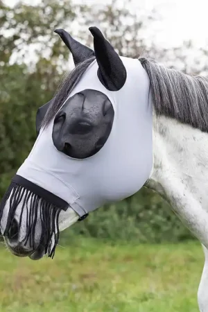 Acheter Direct Busse Fliegenmaske Twin Fit Flexi Fransen - grau, großes Warmblut