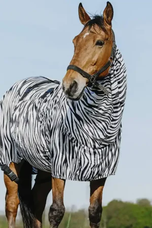 Nouvelle Collection Couverture anti-eczéma Equithème Riding World Zebra - 115 cm, schwarz/weiß