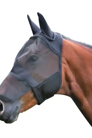 Masque anti-mouches Euroriding Comfort, avec oreilles et protection pour le nez - schwarz, PONY Retour Gratuit