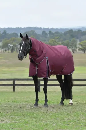 Achat Immédiat Couverture d’extérieur WeatherBeeta Comfitec Essential Turnout Detach-A-Neck 220g - Burgundy/Navy, 155