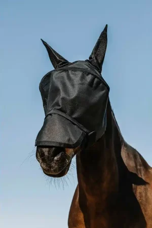 Masque anti-mouches Protec anti-UV Equithème noir Prix Promo