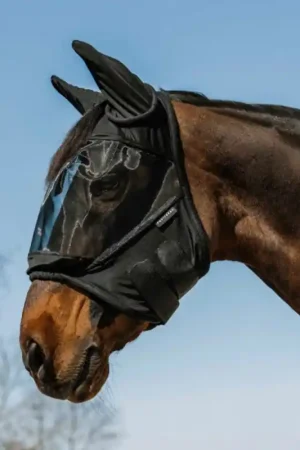 Masque anti-mouches anti-UV doux Equithème noir Commander Maintenant