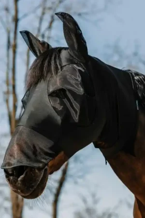 Masque anti-mouches anti-UV Hood Equithème noir Bon Plan