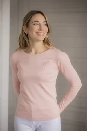 T-shirt Techty Honey Manches Longues - Rose Pâle Pas Cher