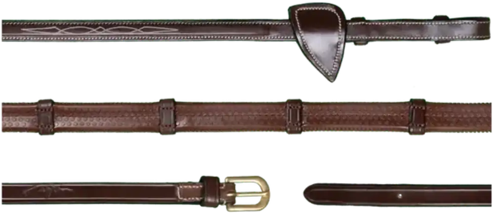 Dy'on Collection D - Rênes en Caoutchouc 1/2'' (13 mm) avec 7 Encoches en Cuir, Pur Sang, noir Jusqu'à Épuisement Des Stocks