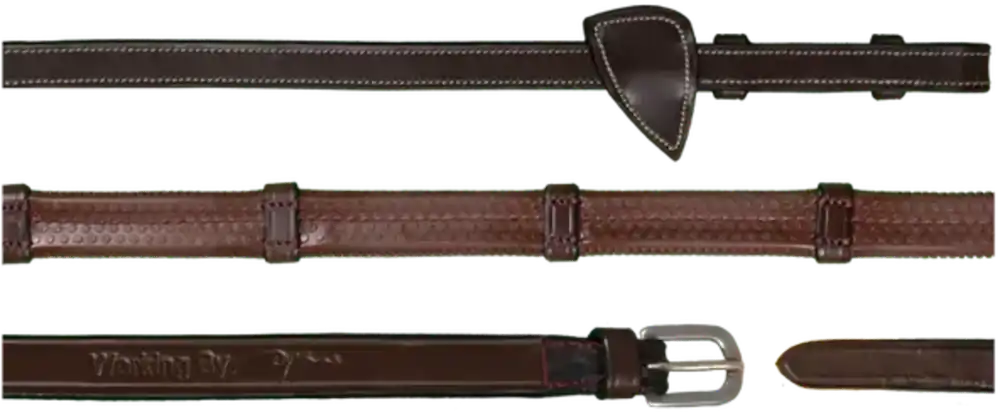Dy'on Working by Dyon - Rênes en Caoutchouc 1/2'' (13 mm) avec 7 Encoches en Cuir, Sang Chaud, Marron Paiement Sécurisé