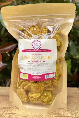 Crackers Cheval Carottes Curcuma – Happy Crackers – Biscuits Bio Sains et Gourmands Dernière Chance