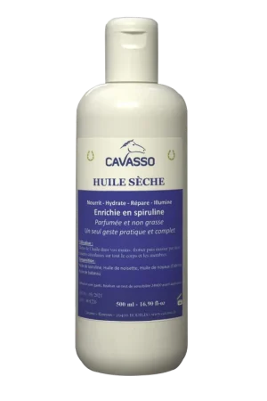Huile Sèche Cavasso – Soin Nourrissant & Protecteur pour Poil et Peau du Cheval Authentique