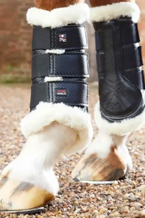Prix Bas Guêtres de Dressage Premier Equine Techno Wool en Microfibre Cuir Carbone – Protection et Confort Supérieurs