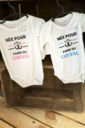 Body bébé- né pour faire du cheval- manches longues Populaire