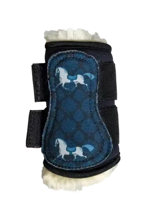 Vegan Sheepskin Guetre avant avec motif cheval Prix Réduit